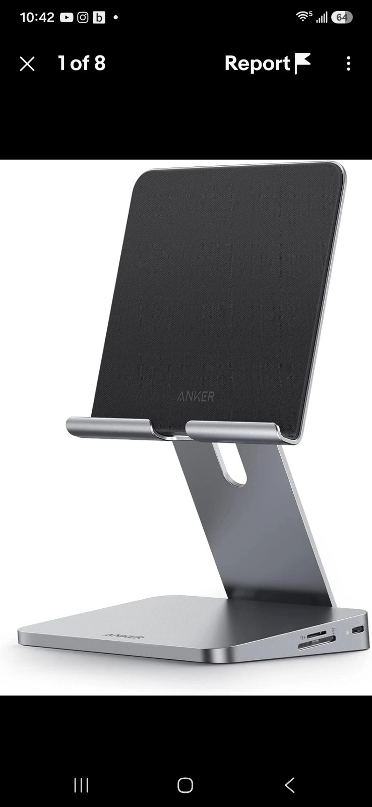 Anker 551 USB-C Hub 8-in-1 Foldable Tablet Stand Dock 4K HDMI 2x USB-A for iPad