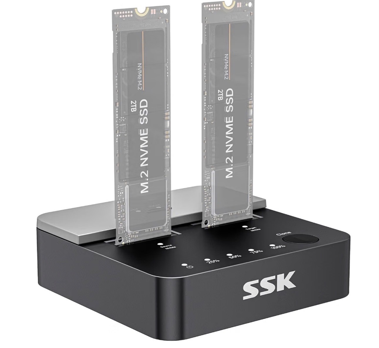 SSK M.2 SSD Cloner NVMe Duplicator Dual Bay Dock NVMe Enclosure Reader