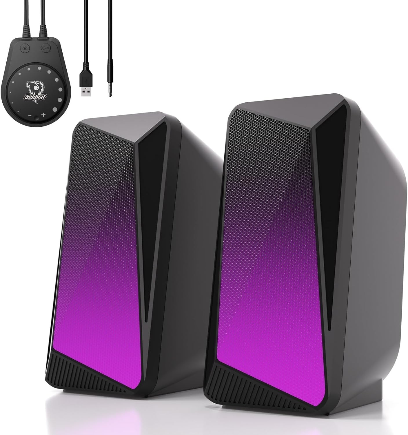 SOULION C30 Bluetooth Computer Speakers, USB Powered & 3.5 mm AUX PC Speakers wi