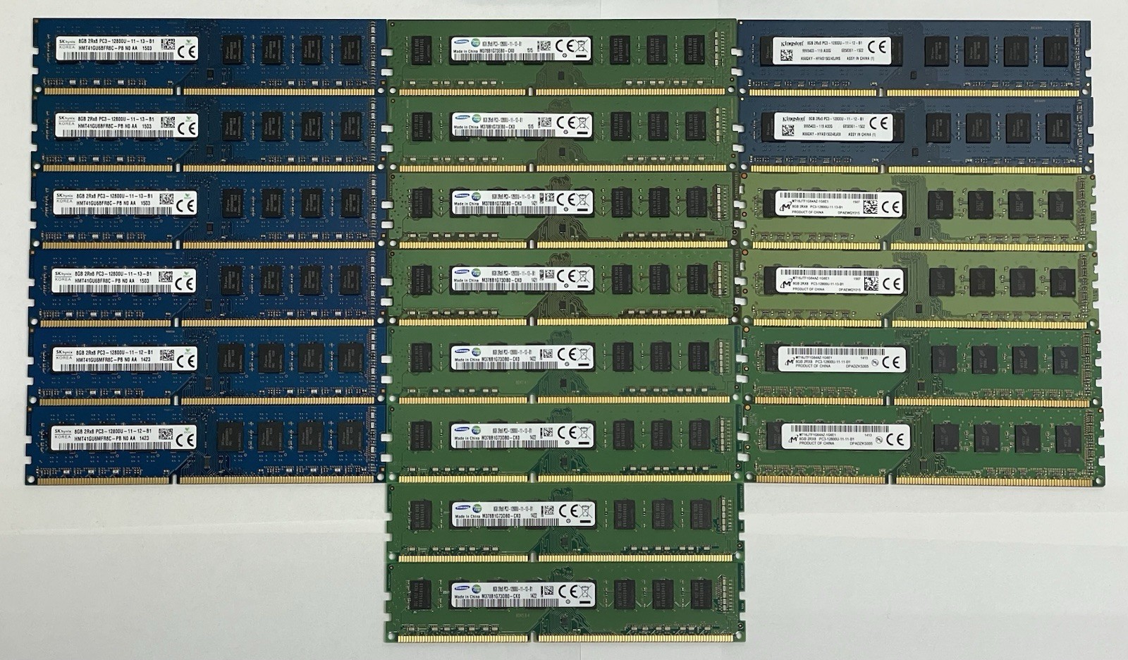 LOT OF 20 DDR3 8GB 1600MHz Mixed Desktop Ram Memory Sk Hynix Samsung Micron