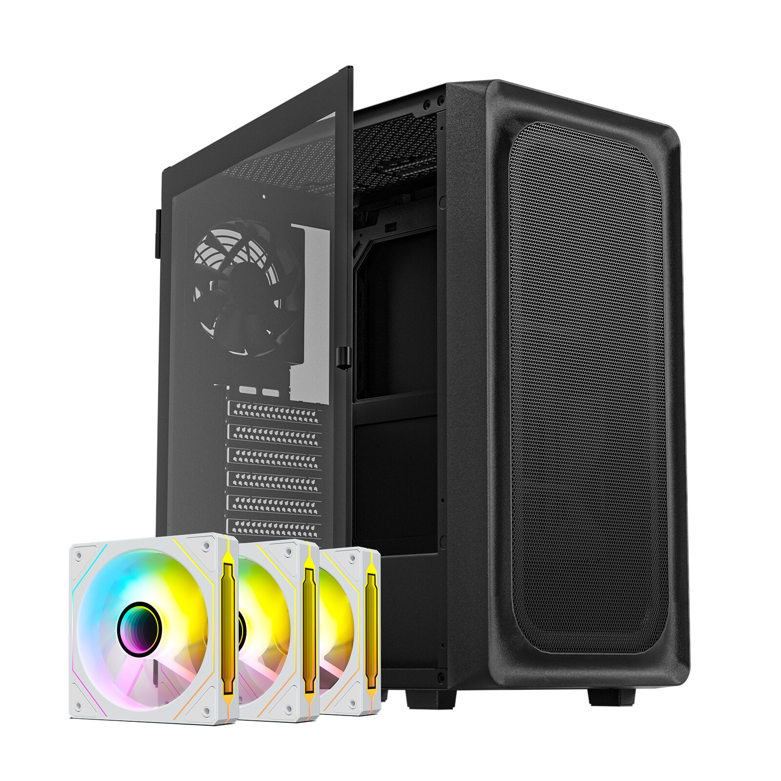 DARKROCK EC2 Black ATX Mid Tower PC Case, Type-C Ready, w/ x3 120mm ARGB Fans