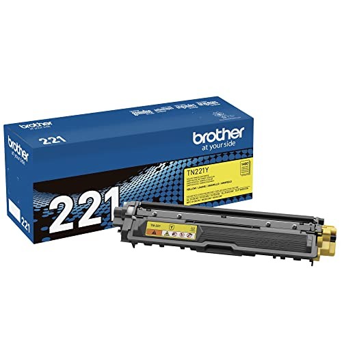 Brother Genuine Standard Yield Toner Cartridge TN221Y, Yellow Toner