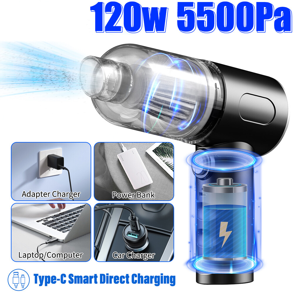 2-in-1 Car Vacuum Cleaner Electric Air Duster Hi-Pressure Computer Car Cleaning