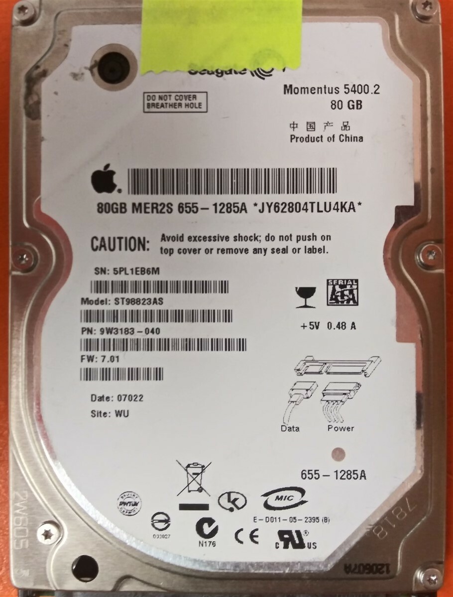 ⭐️⭐️⭐️⭐️⭐️ HDD Hard Drive SATA Laptop 2.5" Seagate ST98823AS 80GB 9W3183-040