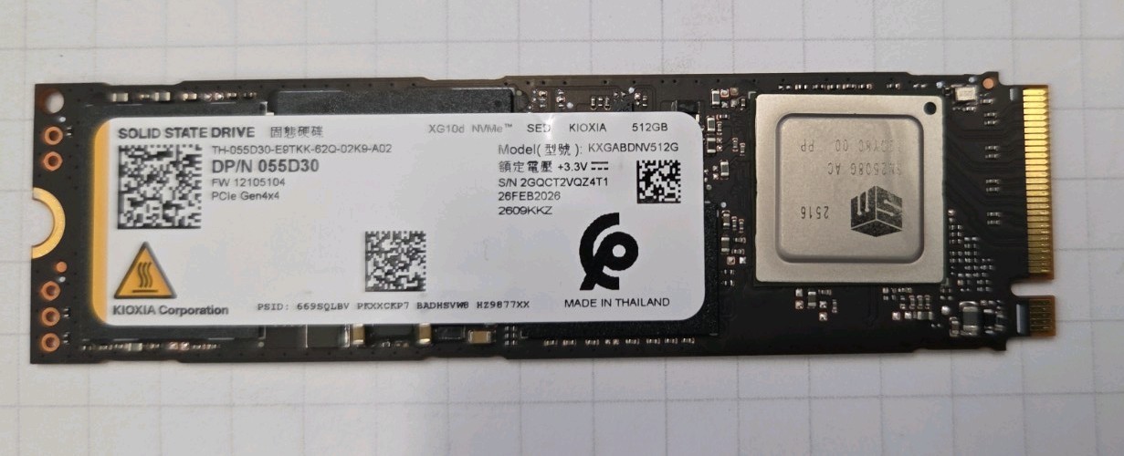 Kioxia XG10 512GB M.2 2280 NVMe Internal SSD (KBG60ZNS512G)