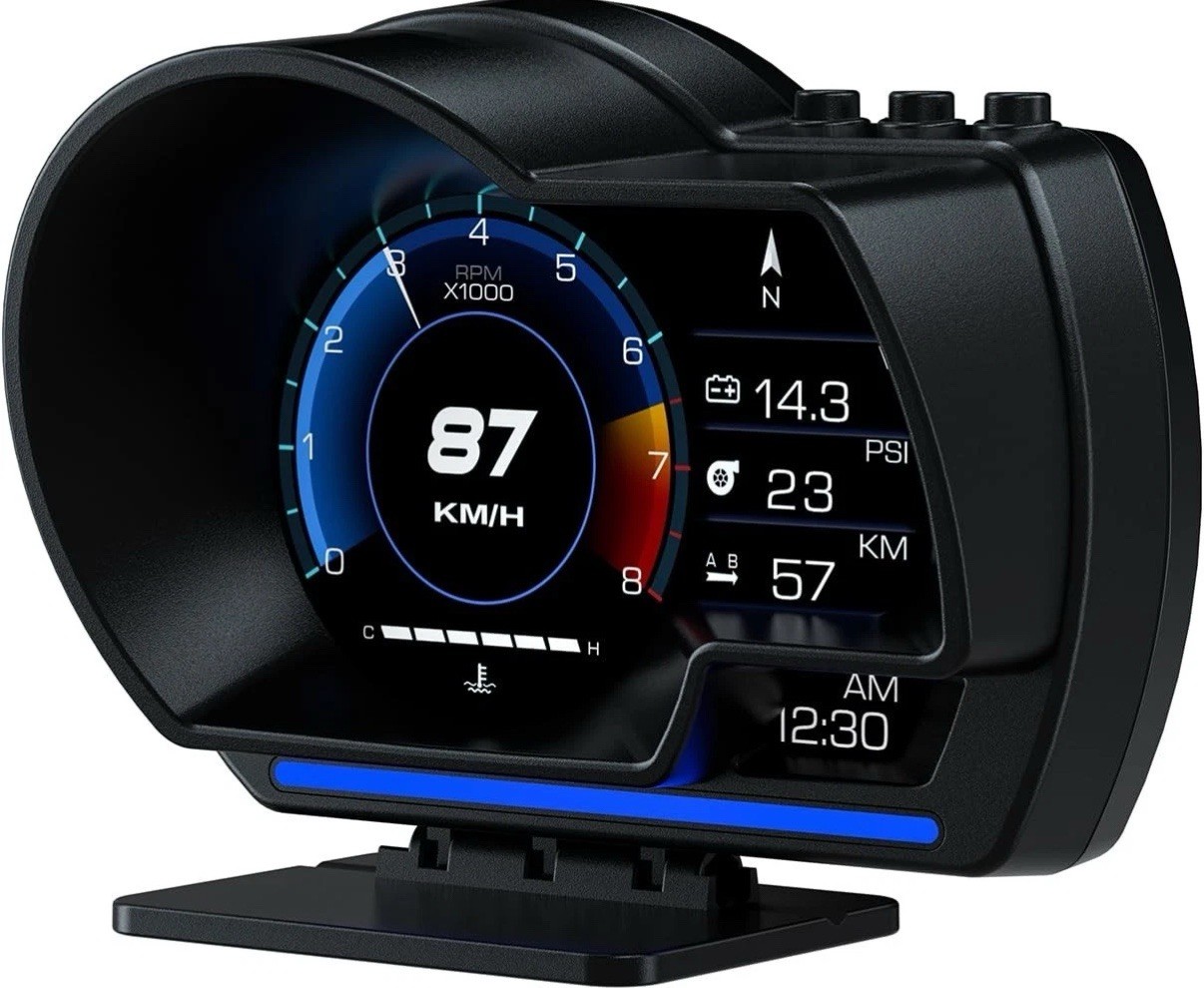 Car HUD Head Up Display P6, OBD+GPS Smart Gauge, Works Great for Most Cars