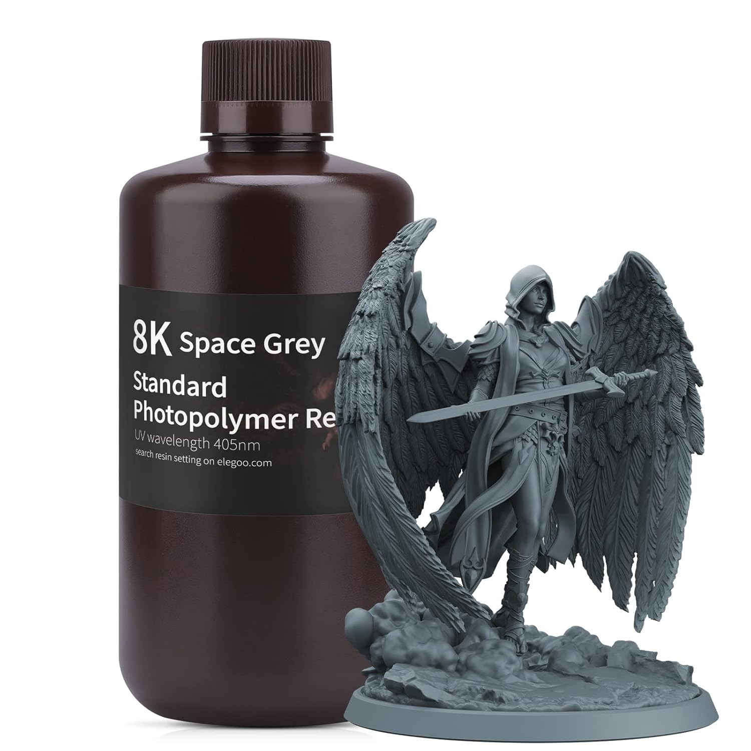 8K Standard Photopolymer Resin 405Nm Uv-Curing for 3D Printer Grey 1000G