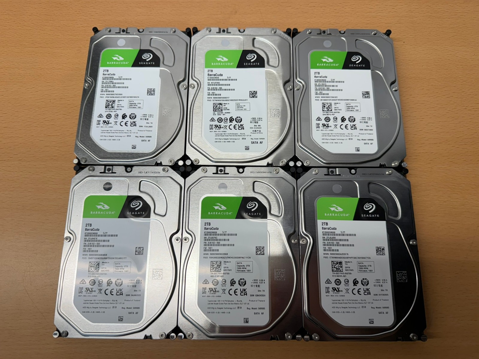 Lot (6) 2TB Seagate Barracuda ST2000DM008 7200RPM 3.5 HDD - Nice Low use Read