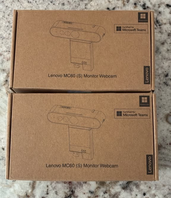 Lot of 2 Lenovo ThinkVision MC60 (S) Webcam - Black - USB 2.0 Type A