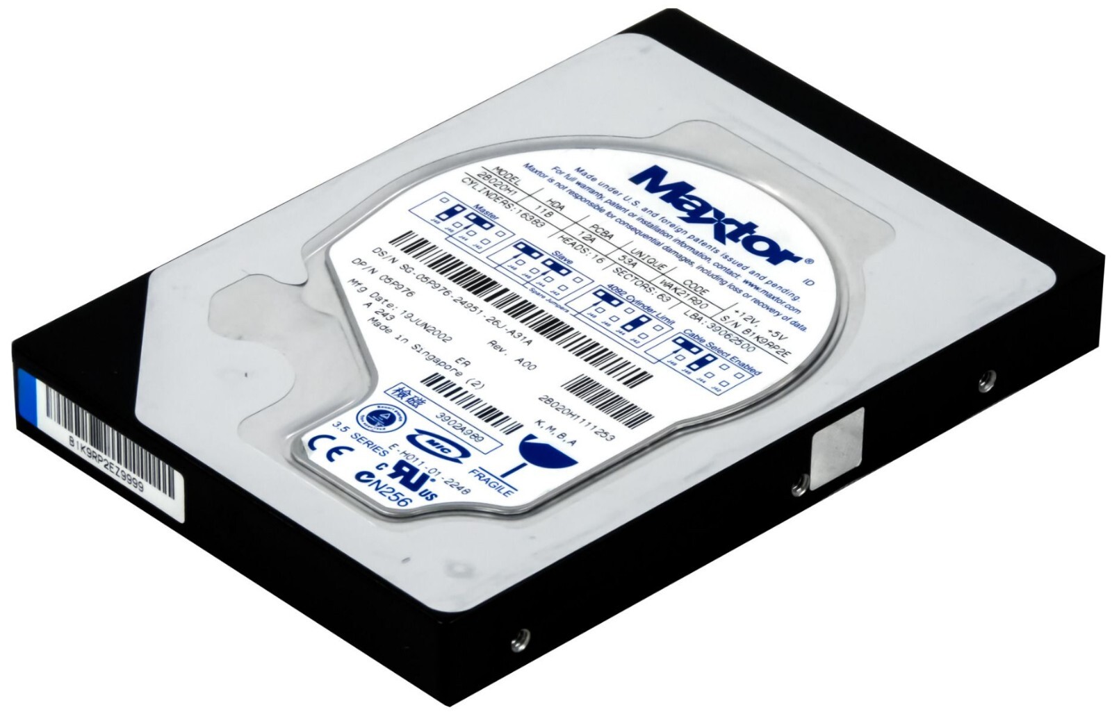 HARD DRIVE MAXTOR 541DX 20GB 5.4K 2MB ATA 3.5'' 2B020H1