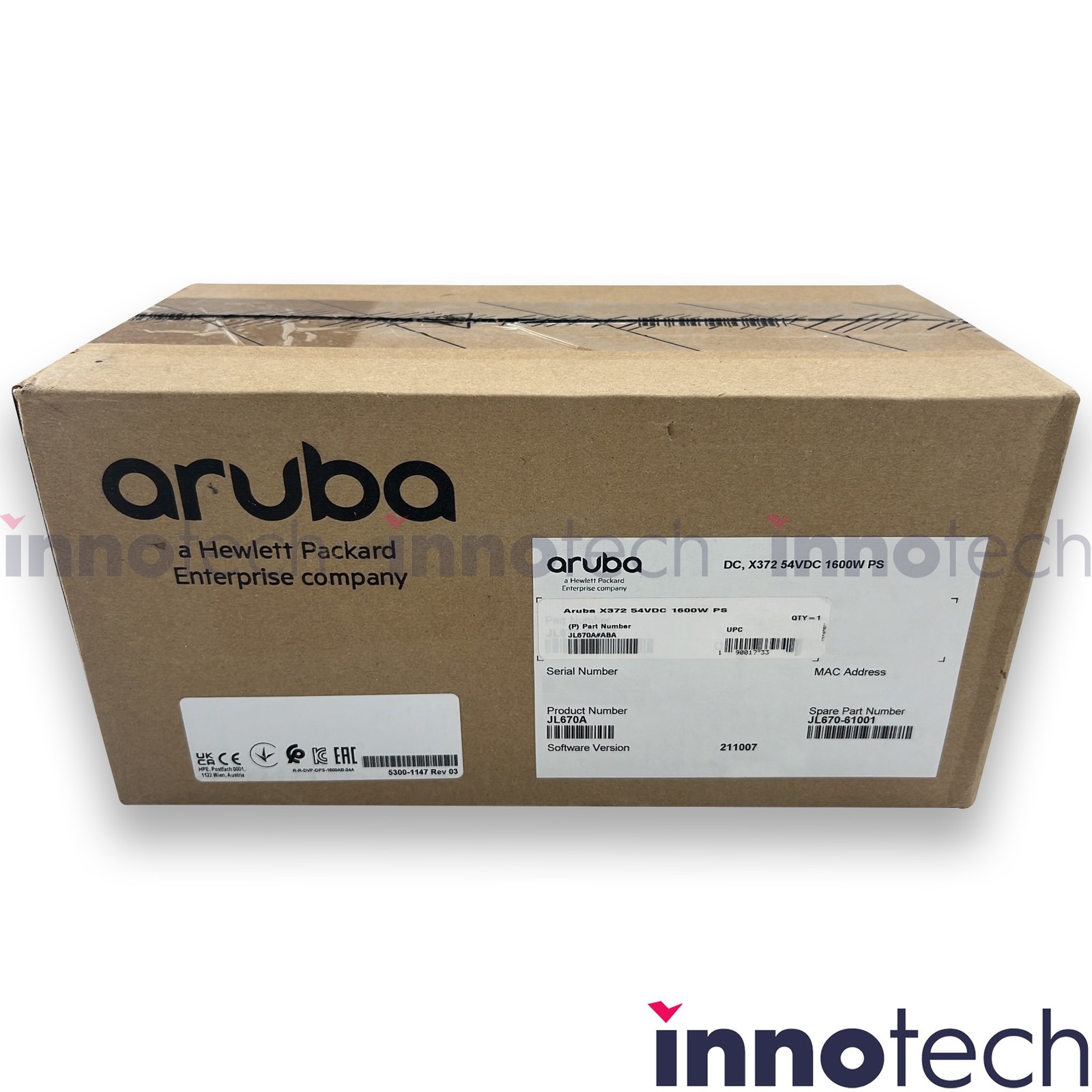 HPE Aruba JL670A X372 54VDC 1600W Power Supply New Sealed