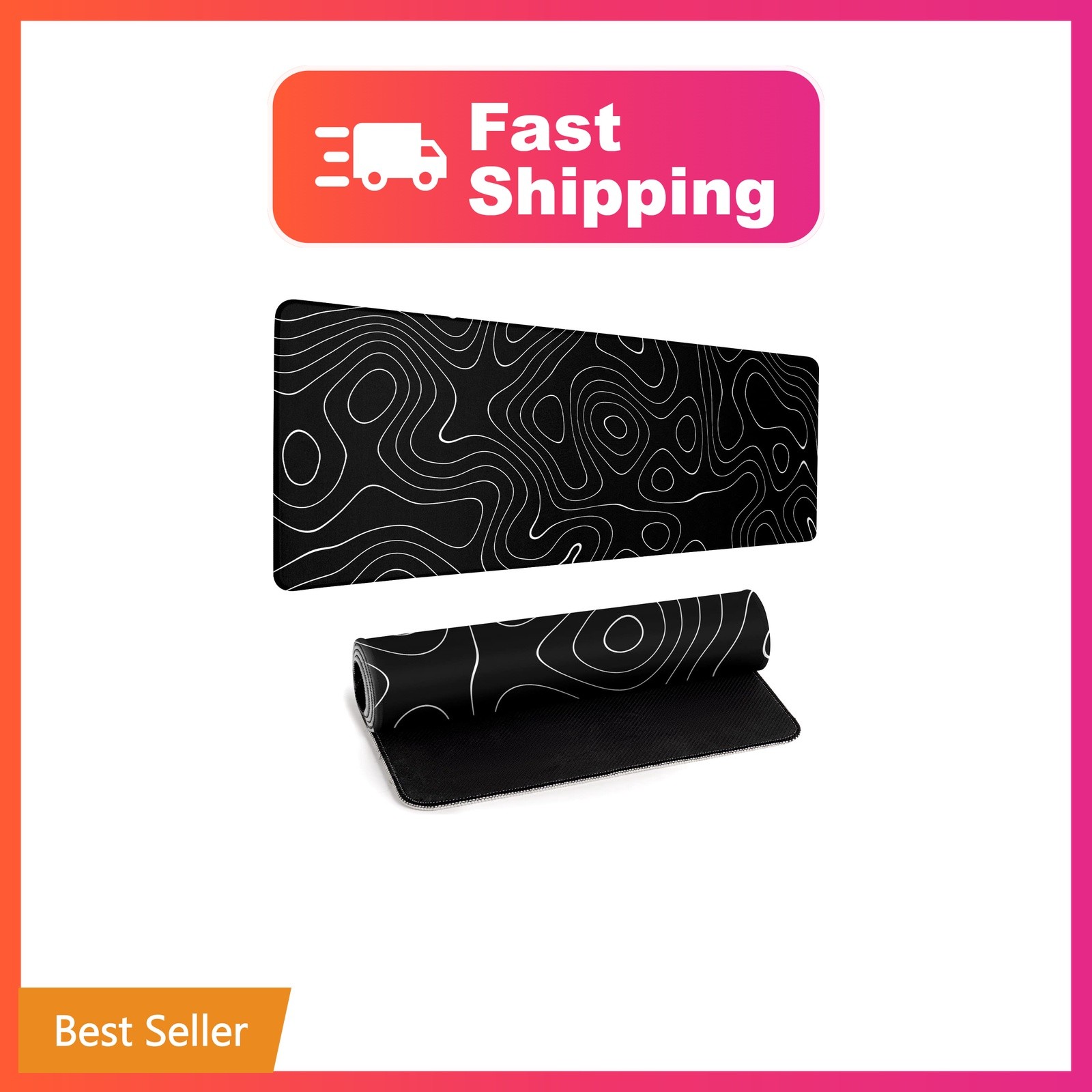Llzdeuan Gaming Mouse Pad Topographic Map Black