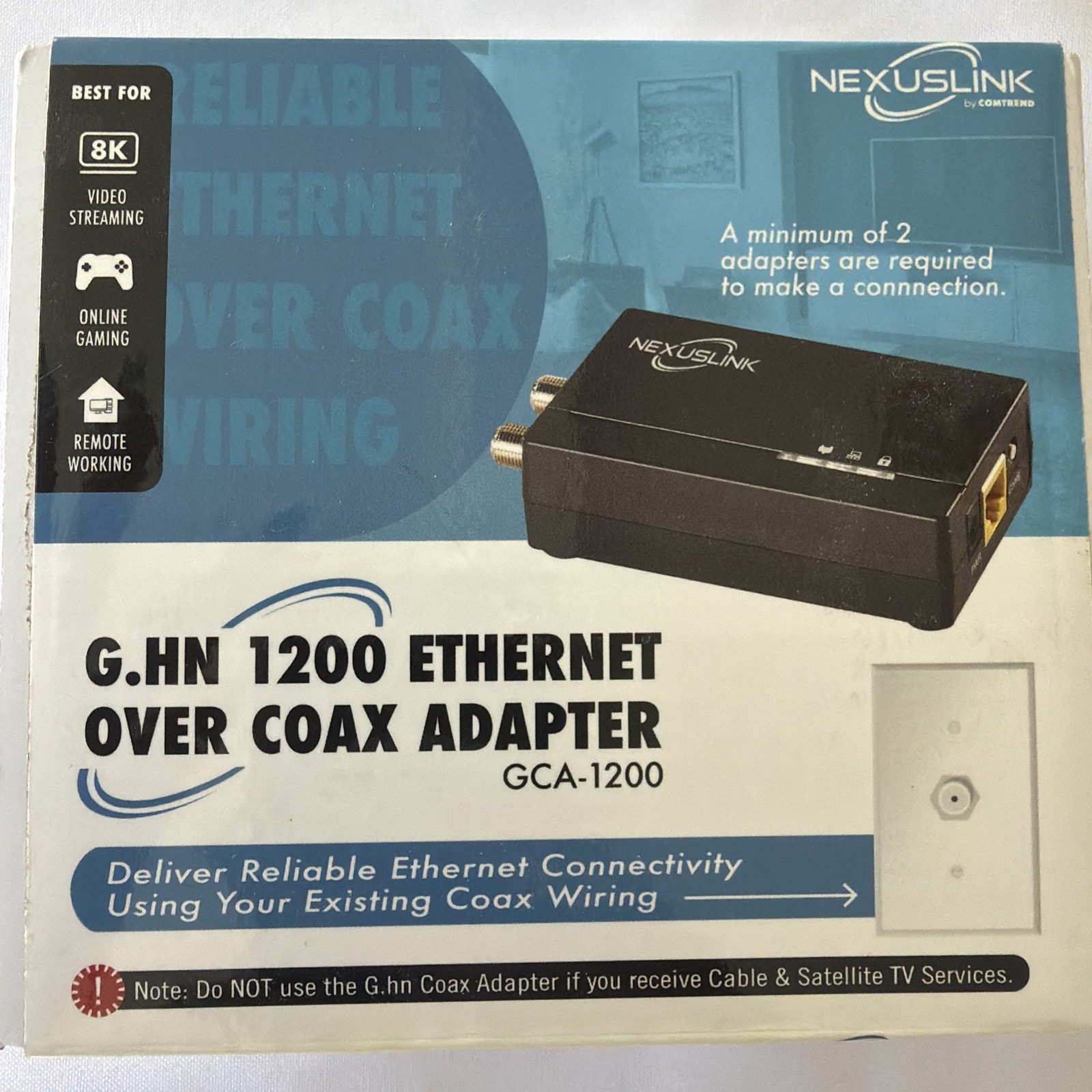 NexusLink GCA-1200 G.hn 1200 Ethernet Over Coax Adapter Black MoCA Alternative