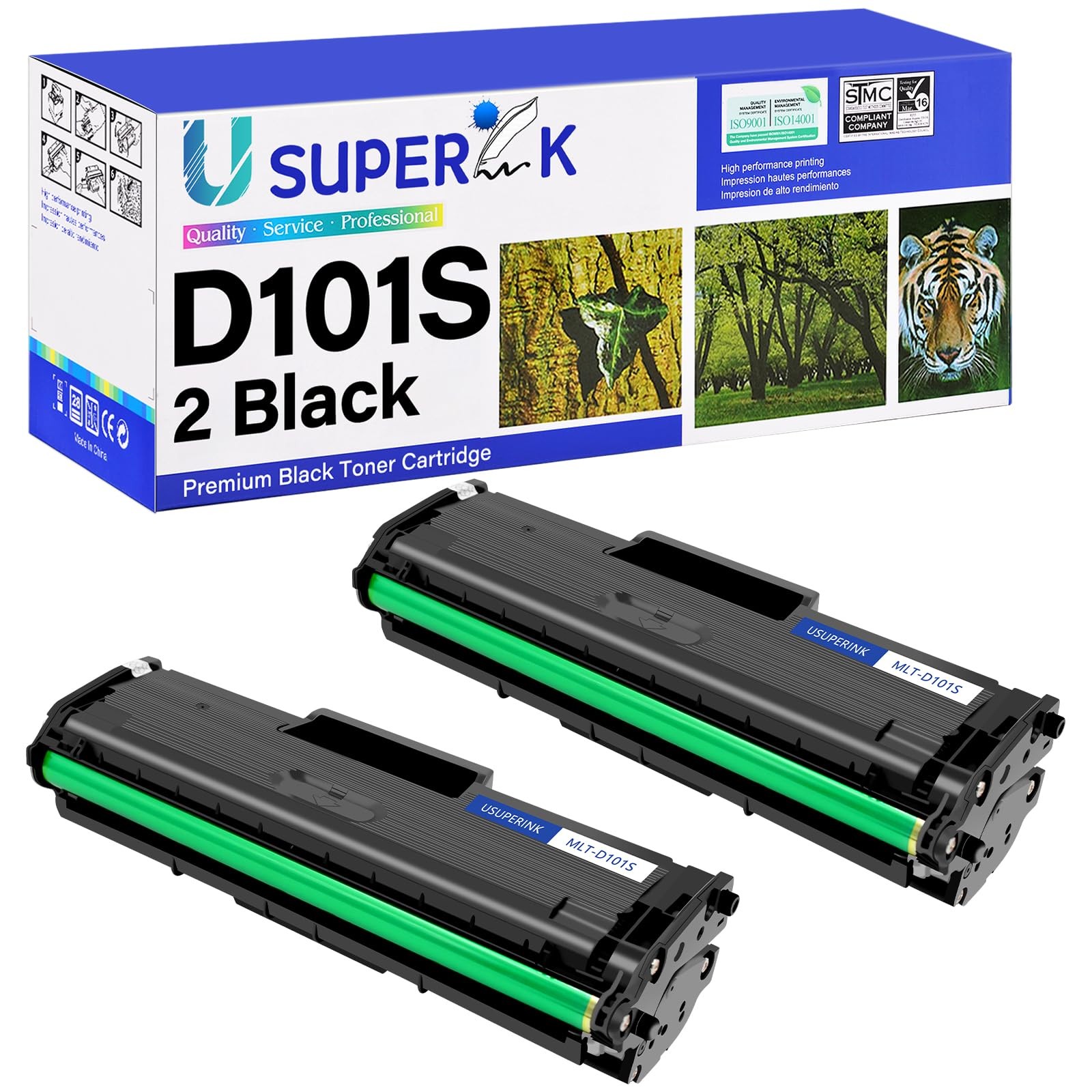 USUPERINK 2 PK Black Toner Cartridge Compatible for Samsung MLTD101S MLTD101S...
