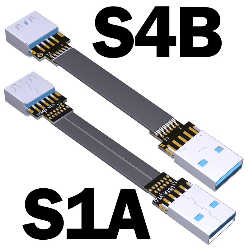 ADT‑Link Dual 90 Degree USB 3.0 Type‑A Male to Female Flat Slim Extension Cable