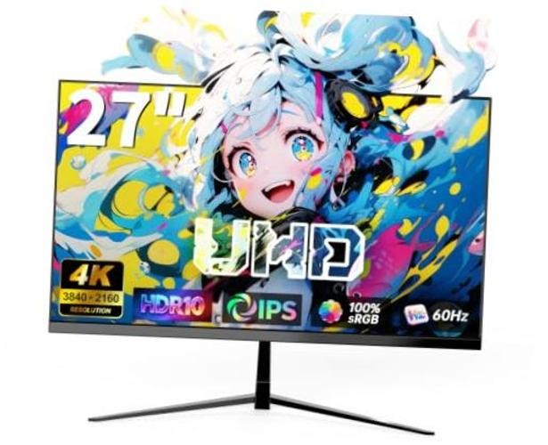 27 Inch 4K UHD Monitor, IPS Computer Monitor, HDR10, 100% sRGB 27-inch 4K 60HZ