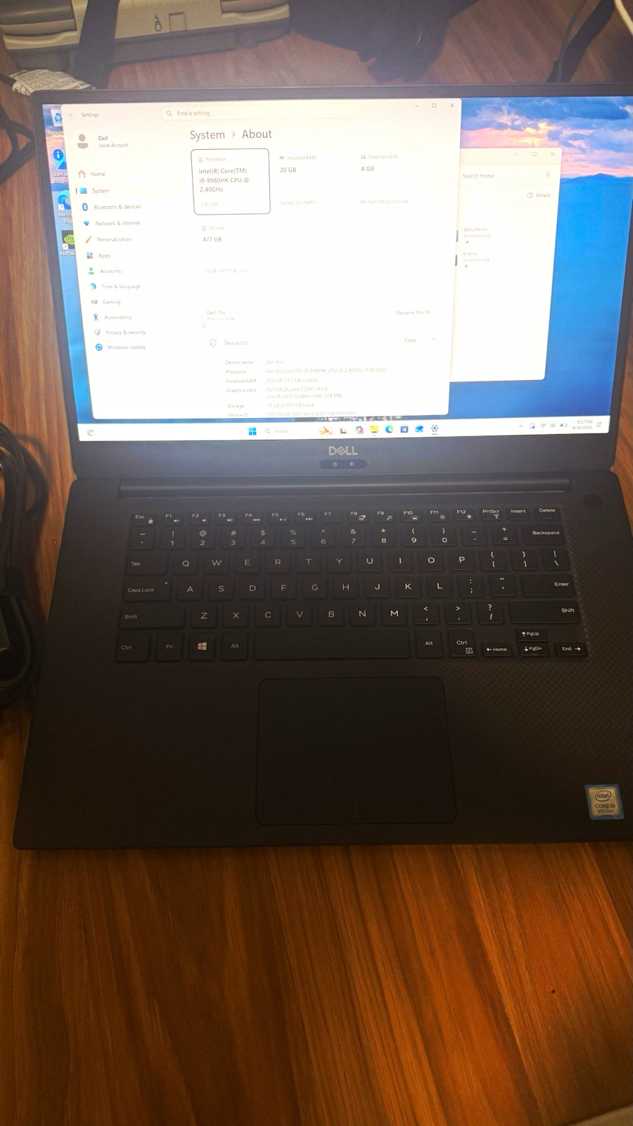 Dell Precision 5540 15.6" i9-9980HK 20GB 512GB SSD Quadro T2000 Win11