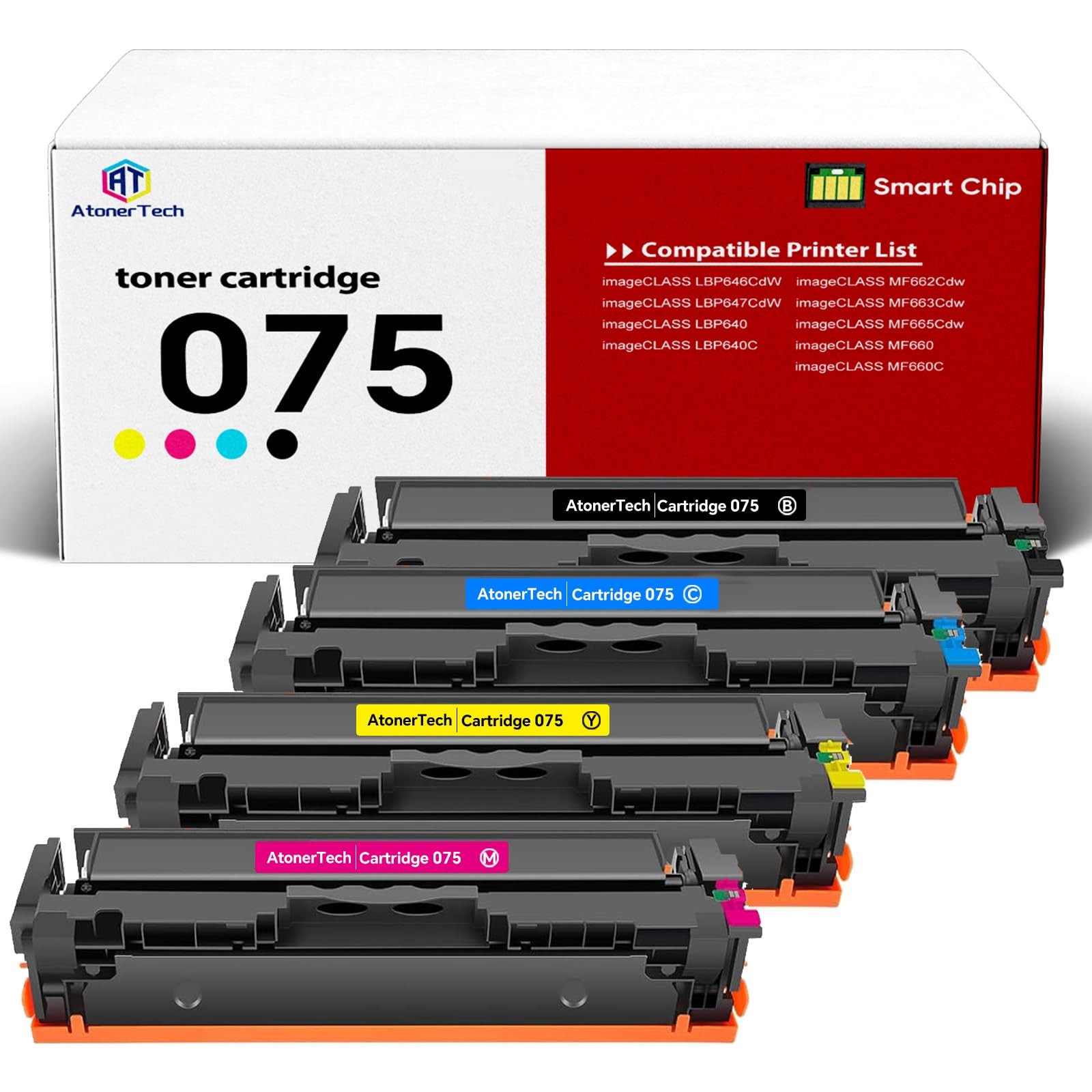 075 Toner Cartridge Set 4-Pack for Canon MF665Cdw MF662CDW LBP646Cdw LBP647Cdw