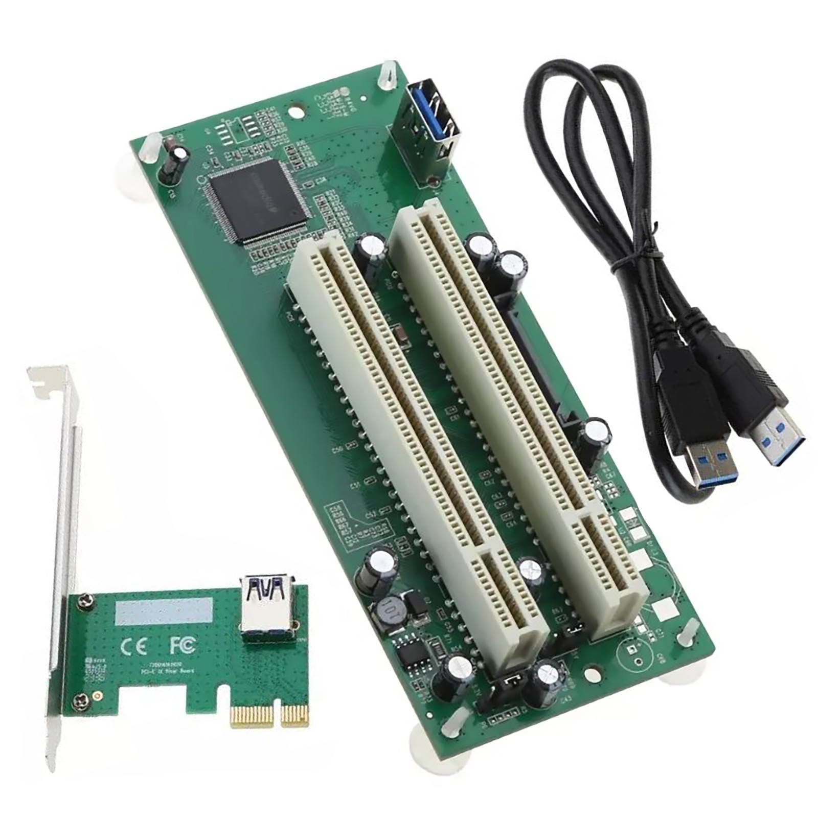 PCB PCI-E to 2xPCI Adapter Cable PCIE x1 to x16 Card PCI-Expansion Converter