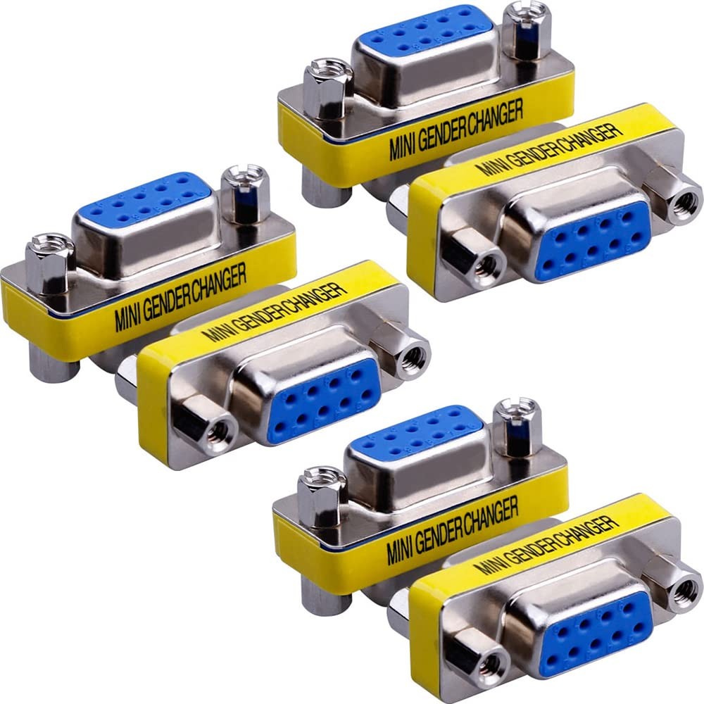 6-Pack 9Pin RS232 Serial Cable DB9 Female to Female Mini Gender Changer Adapt...