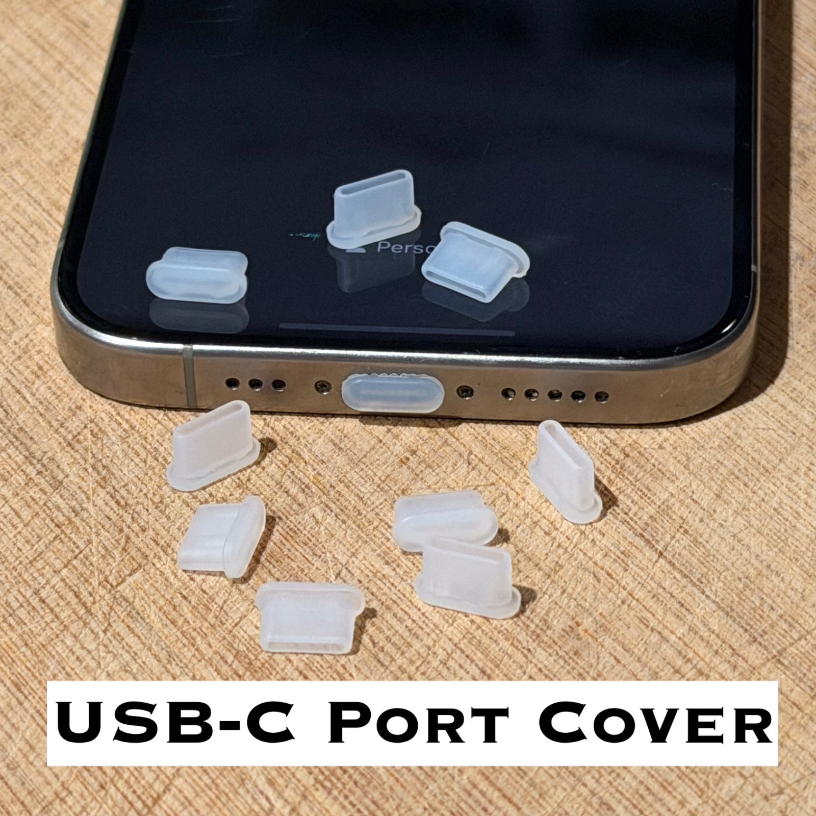 Silicone USB-C Dust Plug Covers for iPhone 15, 16, 17, Clear Charging Port Caps