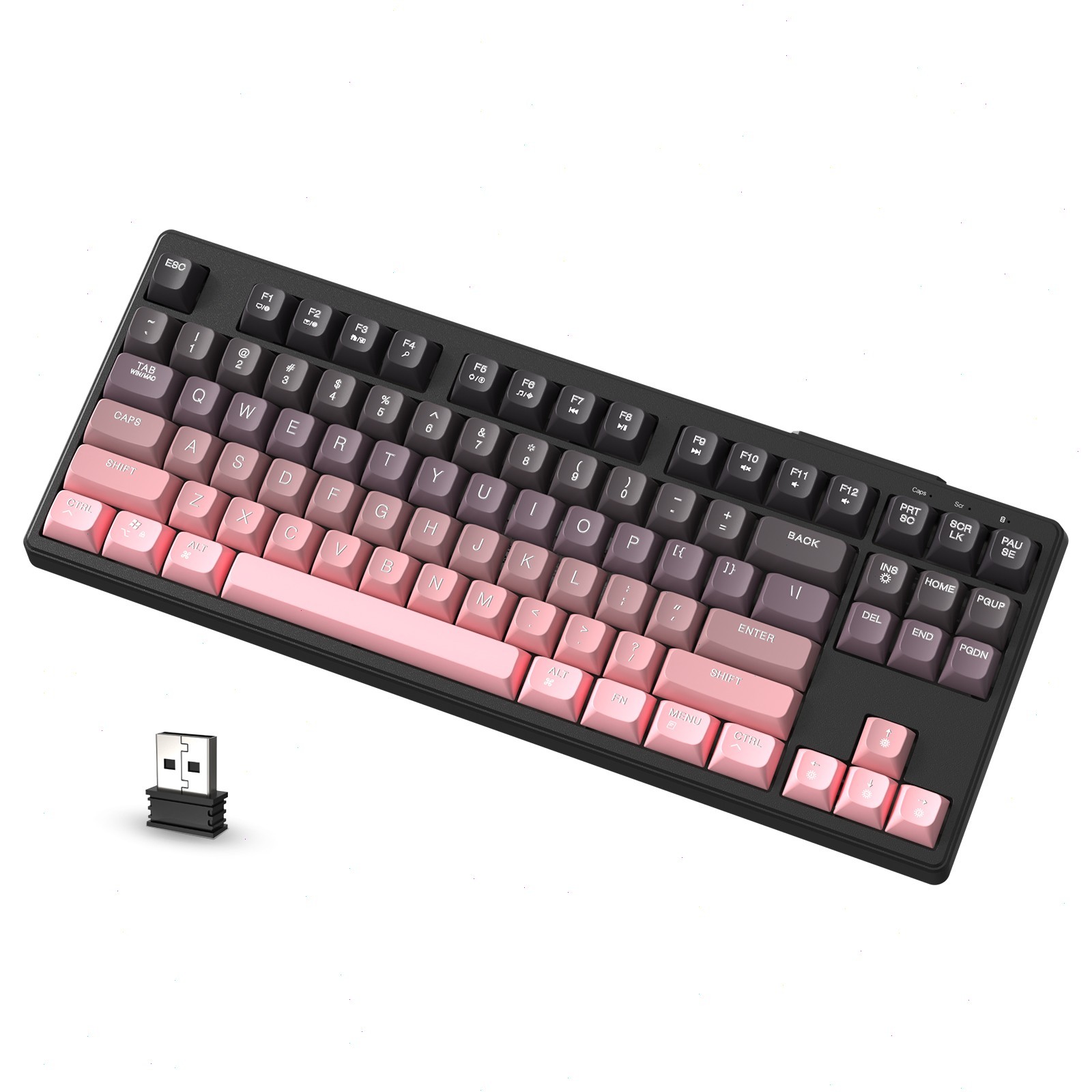 ZIYOU LANG M87 80% Wireless Gaming Keyboard Silent Rainbow BT/2.4Ghz PBT PC MAC