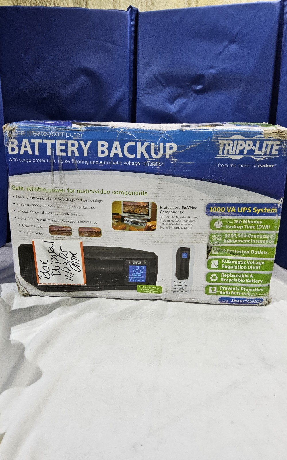 +Tripp Lite Backup Battery UPS: SMART1000LCD*AS IS IN PICTURE**BOX DAMAGE*