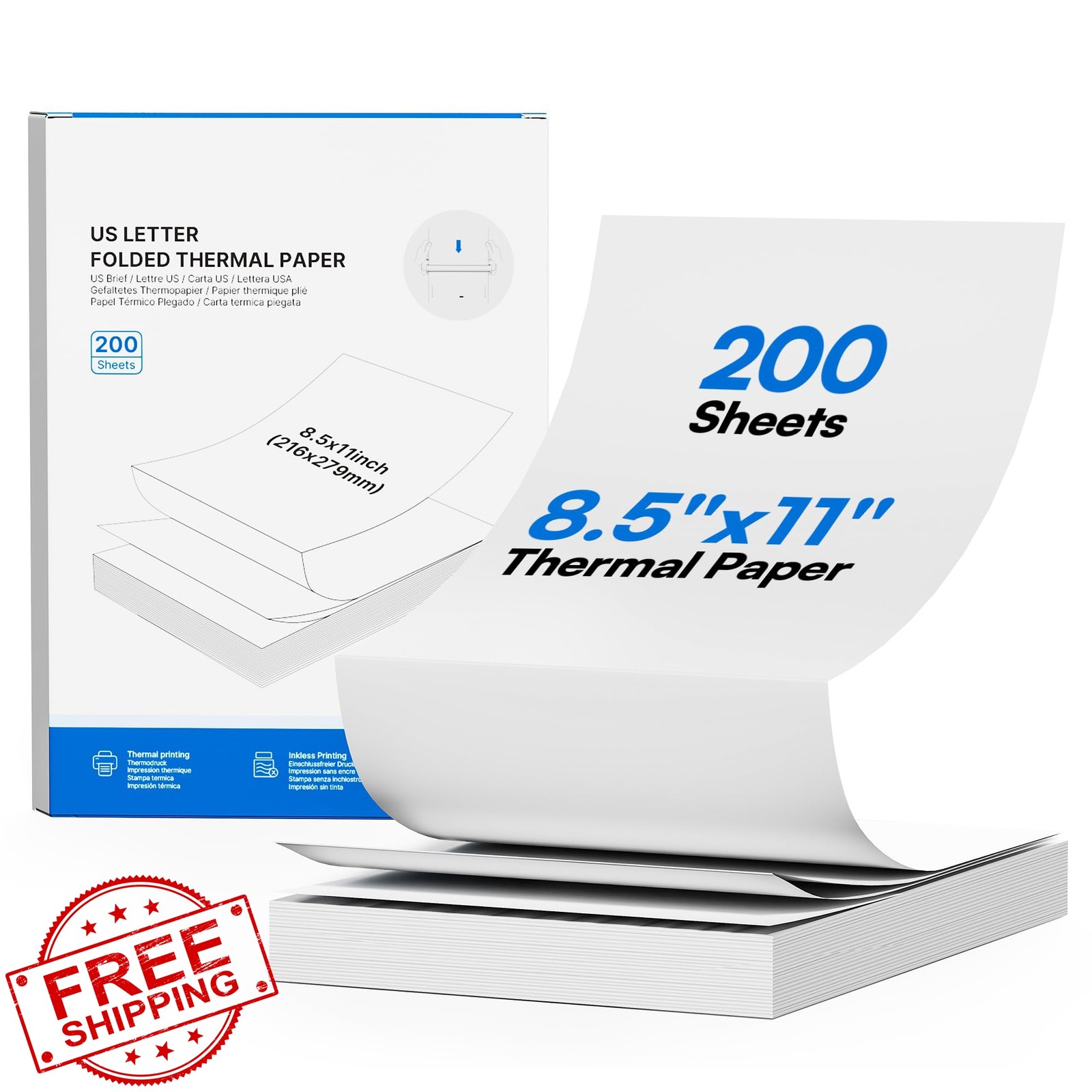 ETIKEZ D90E Thermal Printer Paper 8.5 x 11 Inch, Continuous Folding Thermal P...