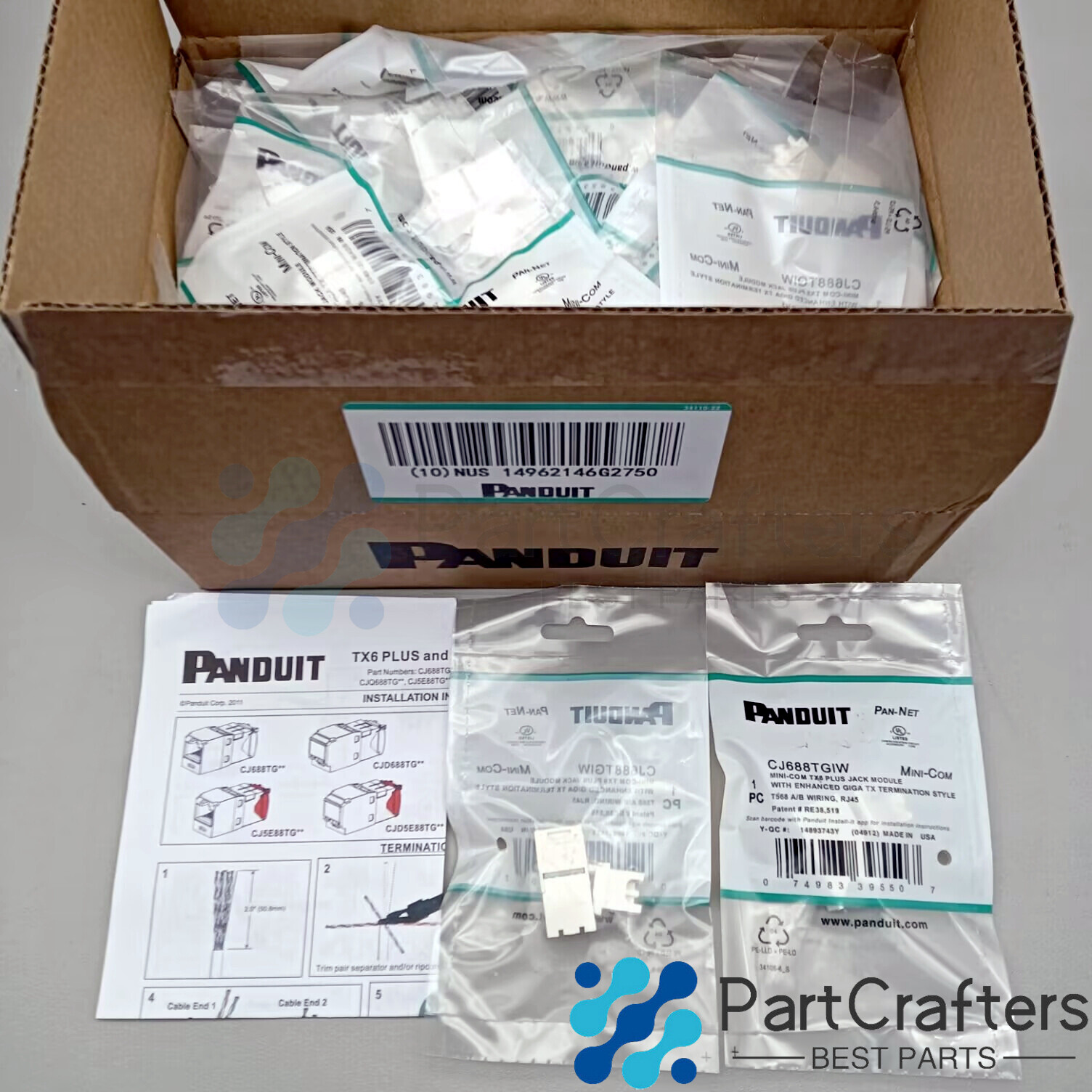 Fits Panduit Giga TX Cat6 jack White CJ688TGIW BOX OF 50. ！