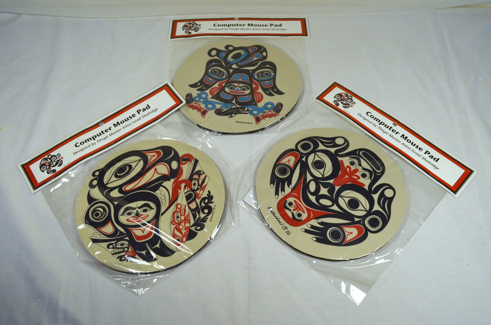Lot of 3 NOS Israel Shotridge Studios Tlingit Native American Mousepads 2000's