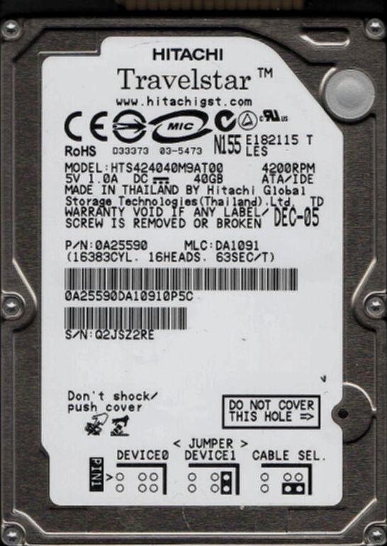 2.5-inch HITACHI HTS424040M9AT00 40GB ATA/IDE 4200rpm