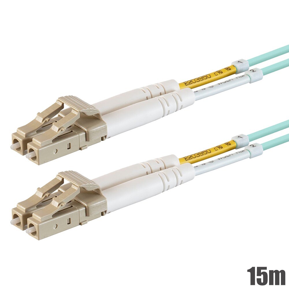 15M LC UPC to LC UPC Fiber Optic OM3 Duplex 50/125 MultiMode Optical Patch Cable