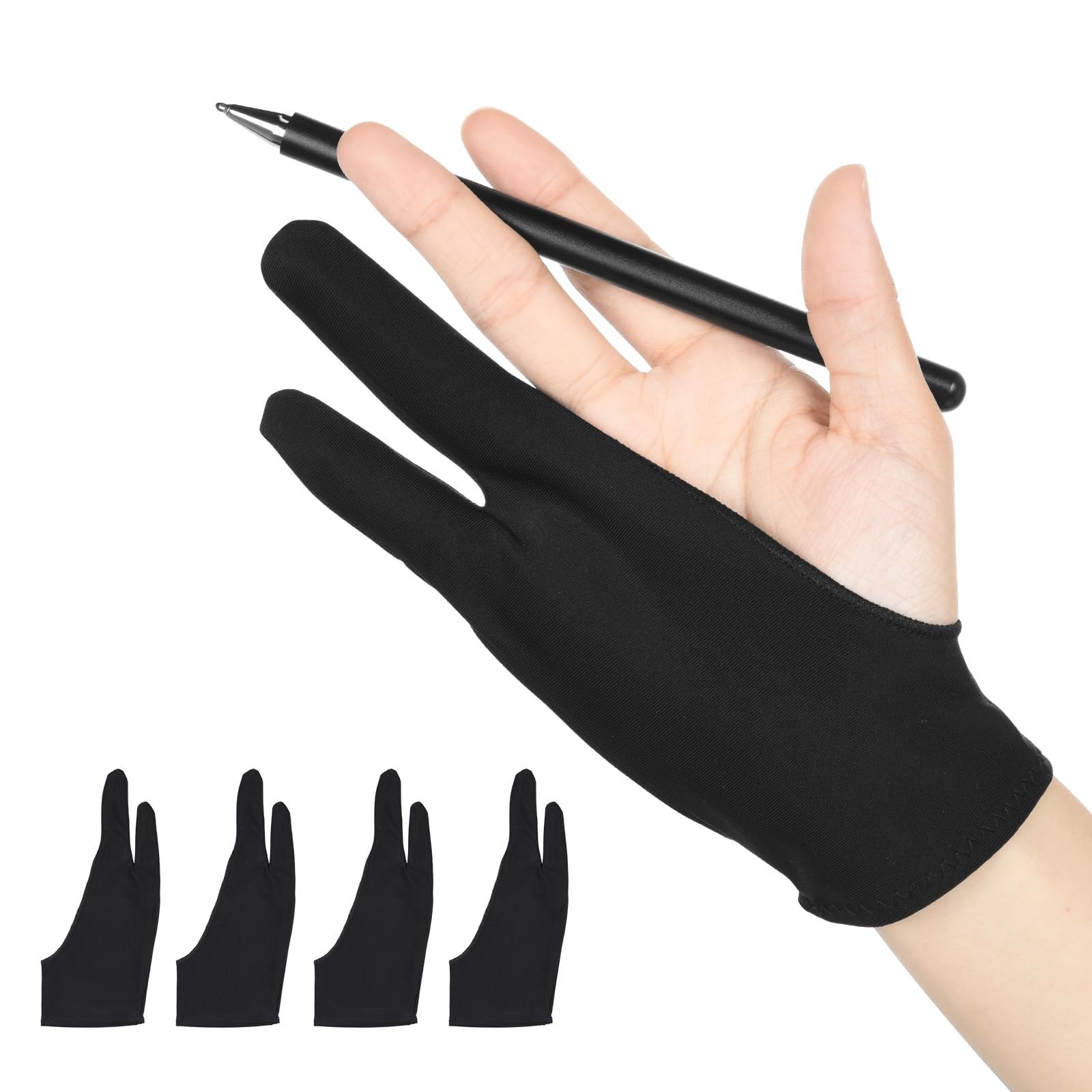 4× Two Finger Anti-fouling Glove Drawing & Pen Graphic Tablet Pad Art Pen Gloves