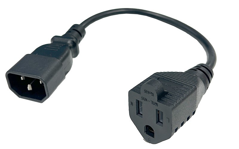 1-FT IEC320 C14 Male to NEMA 5-15R Female Power Adapter Cable