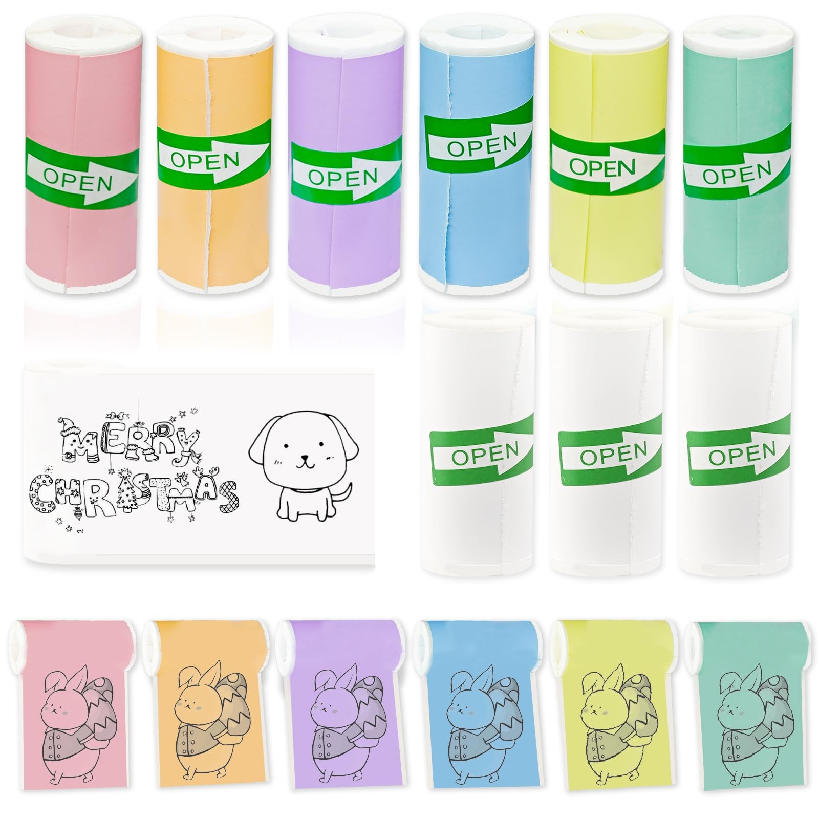 9 Rolls 57 * 25 SelfAdhesive Mini Printer Thermal Sticker Paper for Study