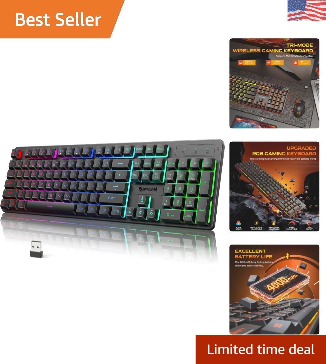 Wireless Gaming Keyboard with RGB Backlighting & 25 Keys Anti-Ghosting - K521KS