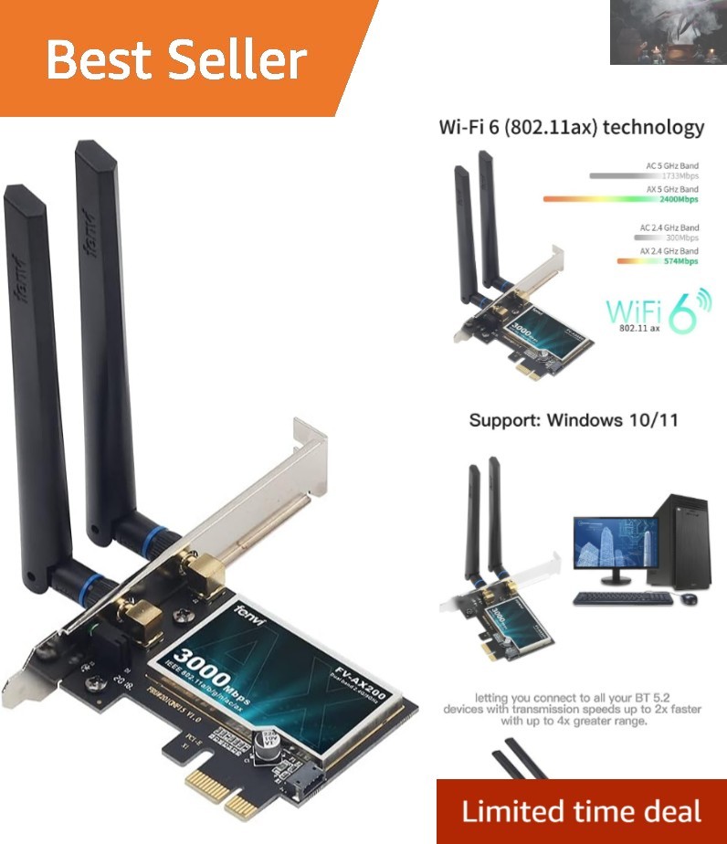AX3000 WiFi 6 PCIe Wireless Adapter - 3000Mbps Speed for Ultimate Connectivity