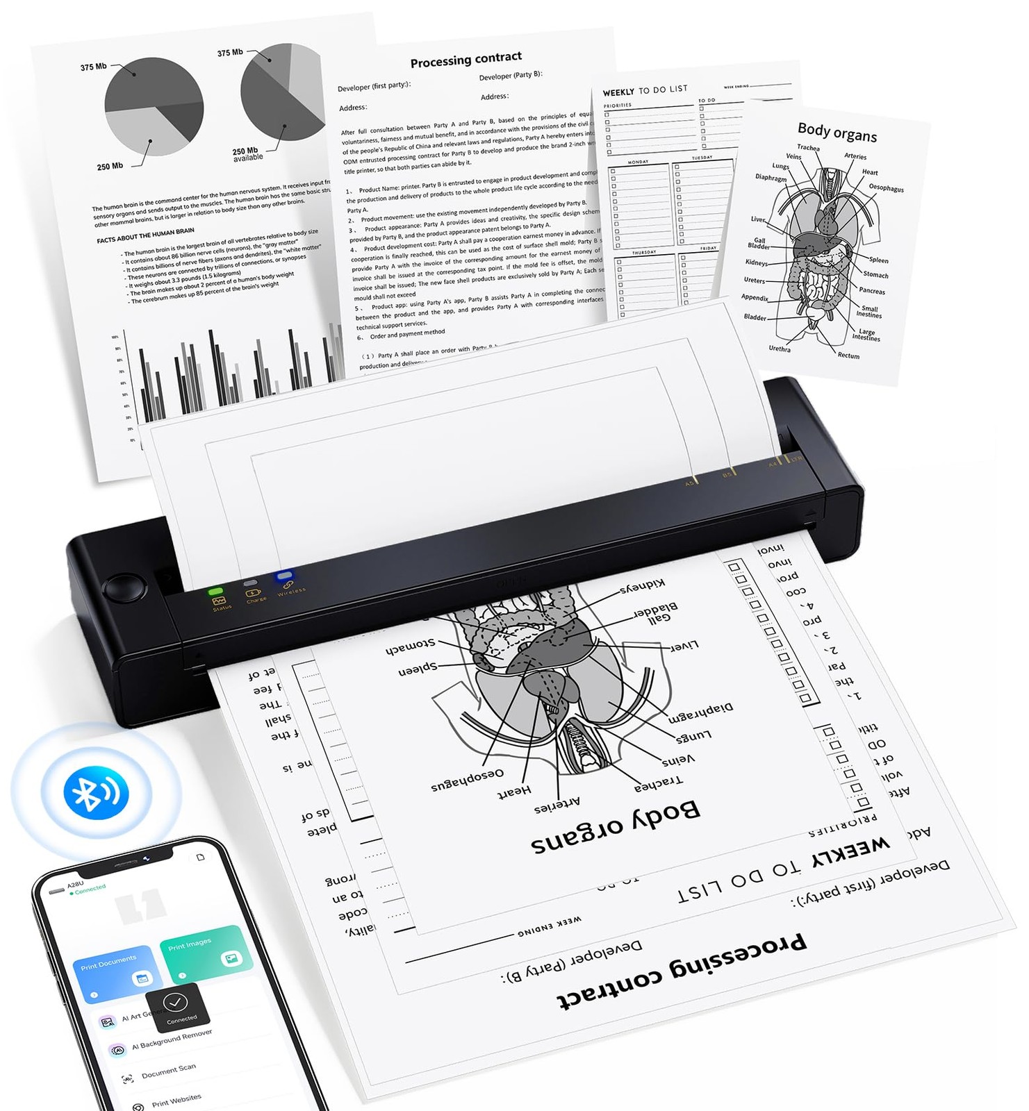 TATTMUSE A28U Portable Printer Wireless Inkless Thermal for Travel 8.5 x 11 |...