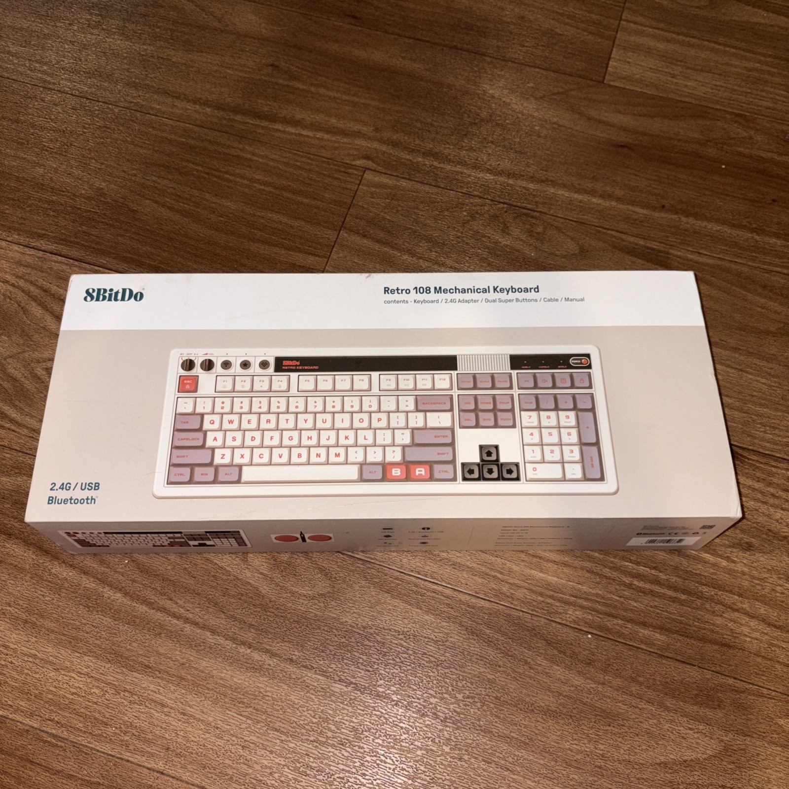 Retro 108 Mechanical Keyboard with 108 Keys and Integrated Numpad, Bluetooth/...