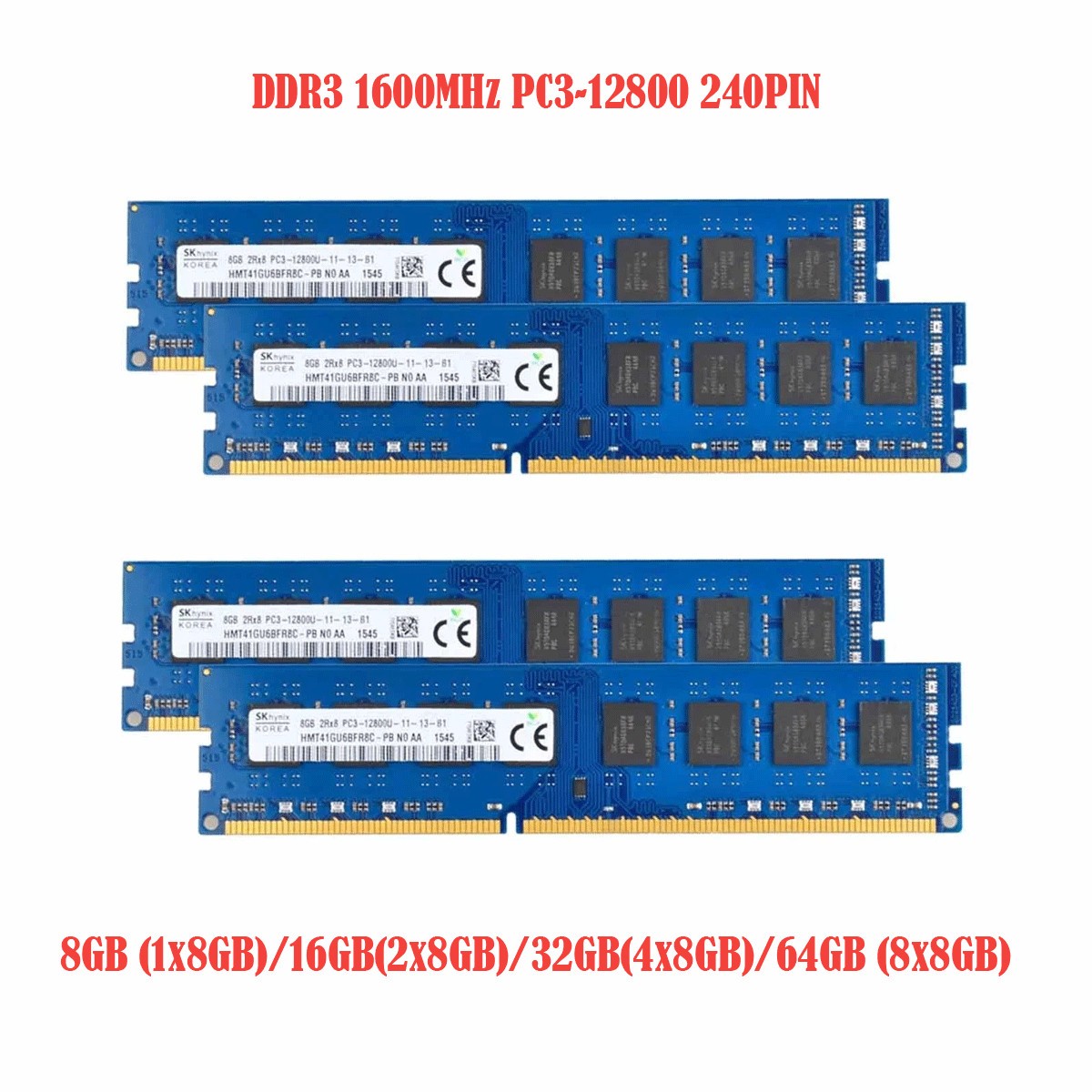 Hynix DDR3 8GB 16GB 32GB 1600MHz PC3-12800 240PIN PC12800 Desktop Memory RAM Lot