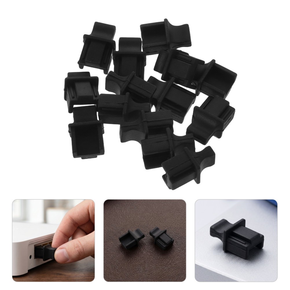 250Pcs Black Silicone Ethernet Plug Protector Dust Caps for Network Ports