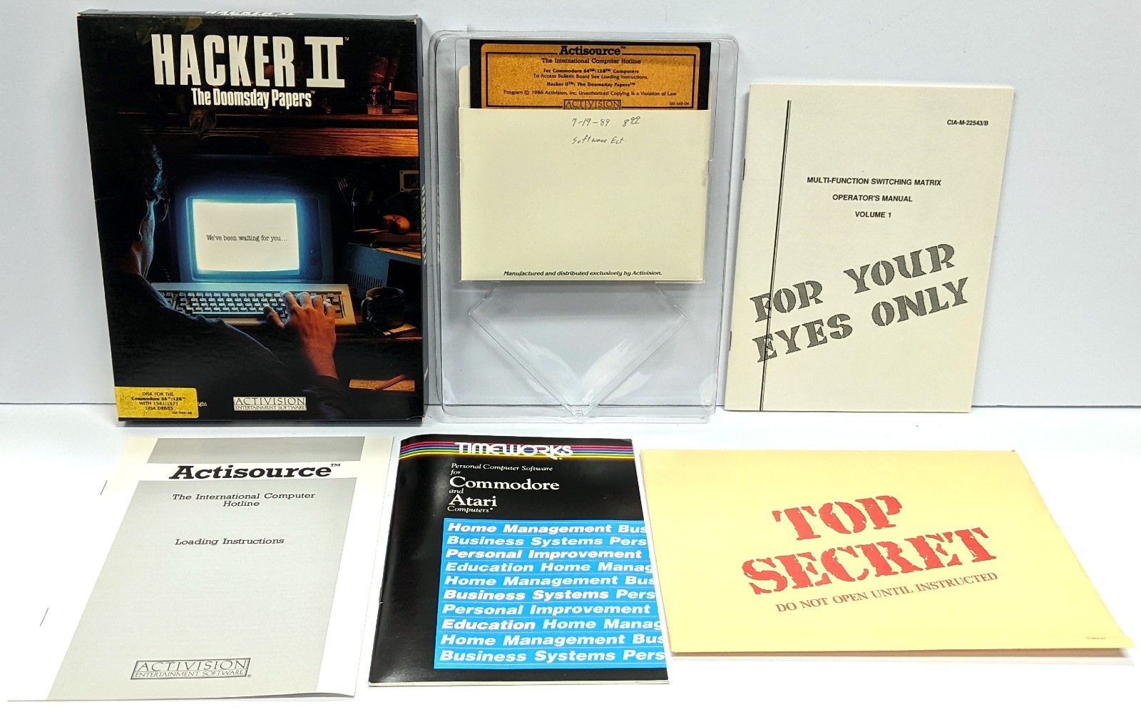 Hacker II : The Doomsday Papers (1988) Commodore 64/128 C64 5.25" **Complete**