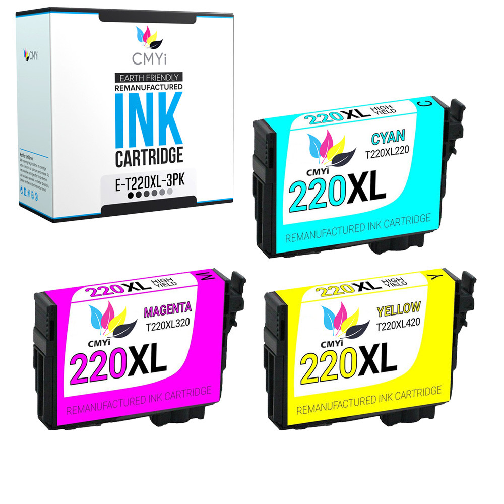 3PK 220XL Color Ink Cartridges for Epson T220XL 220 XL Cyan Magenta Yellow WF XP