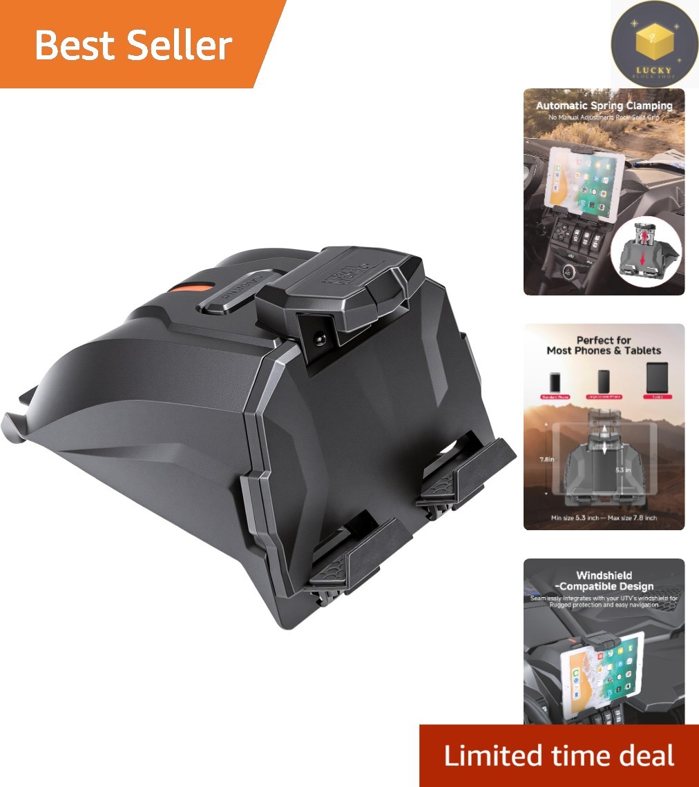Vibration-Resistant X3 Tablet Holder with Integrated Storage - 11.81x9.25 inches