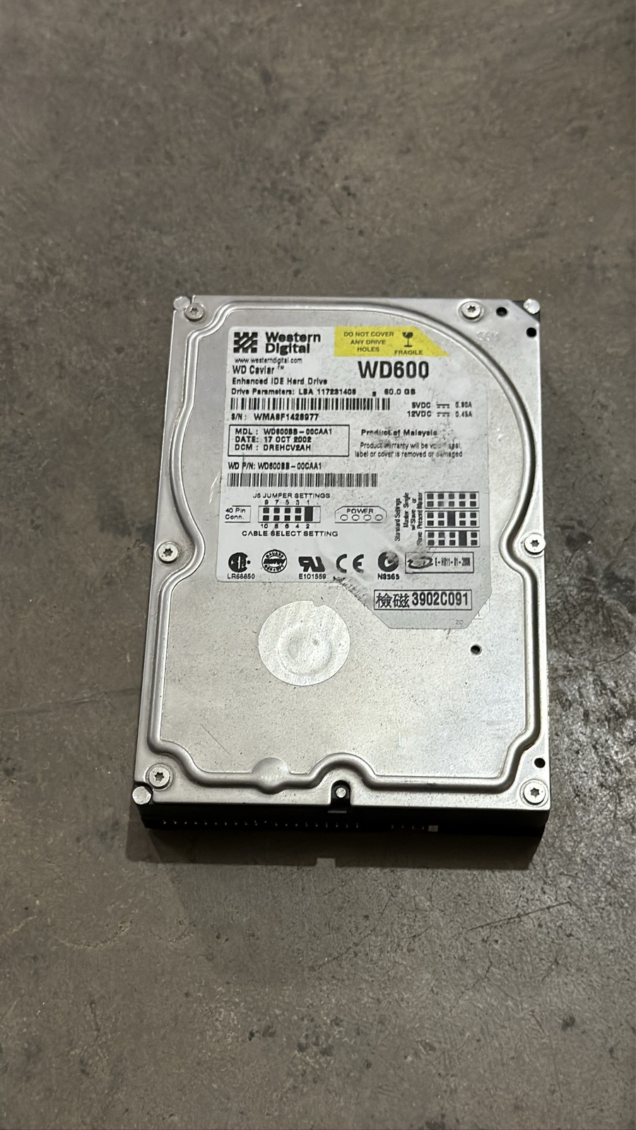 Western Digital WD Caviar 60GB 3.5 inch IDE PATA Internal Hard Drive