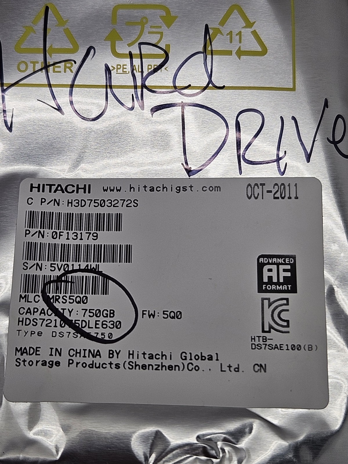 Hitachi 750GB 3.5" SATA Internal Hard Drive HDS721075DLE630 New Sealed NOS