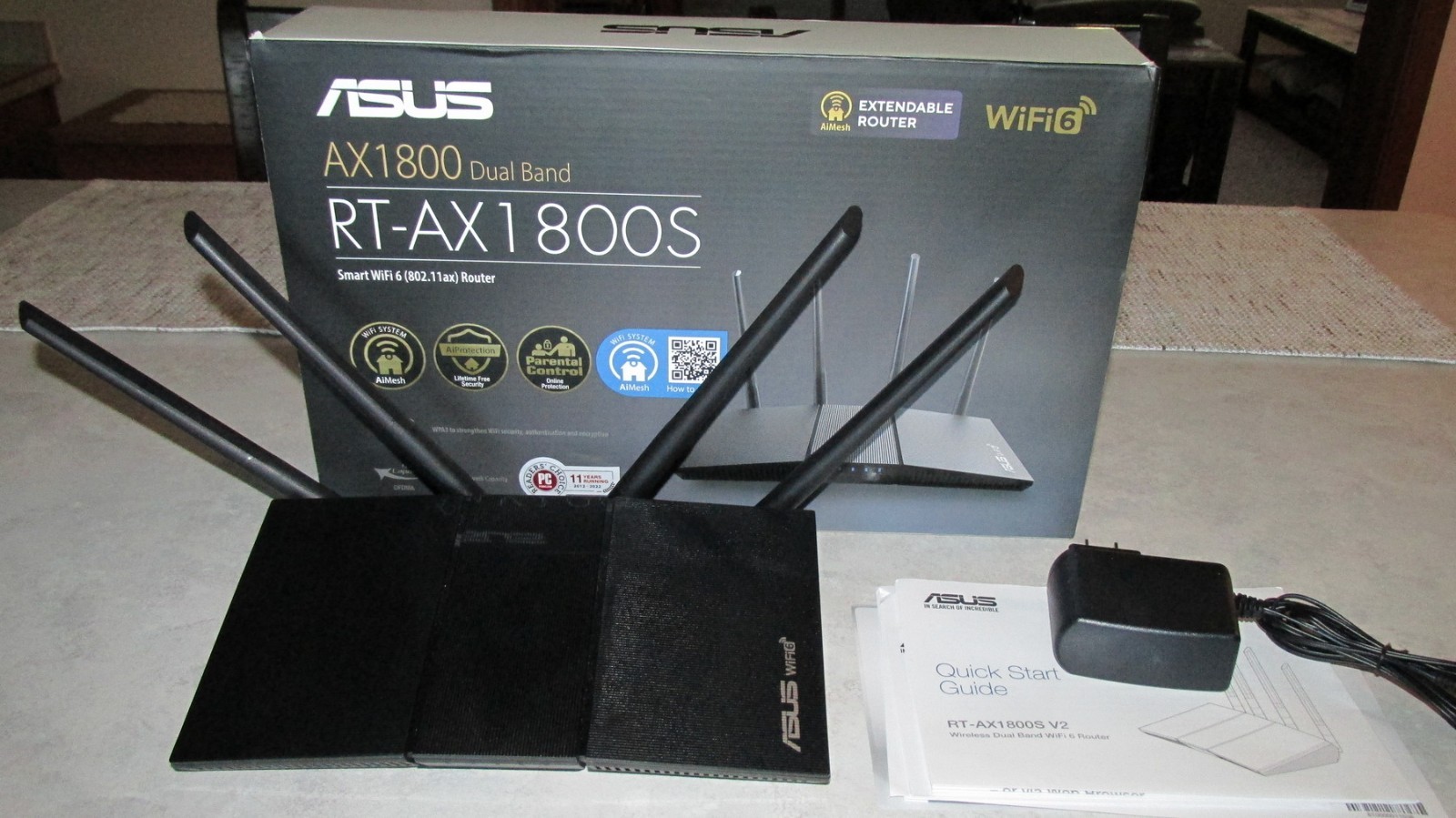 ASUS AX1800S V2 Dual Band WiFi 6 Router - Black