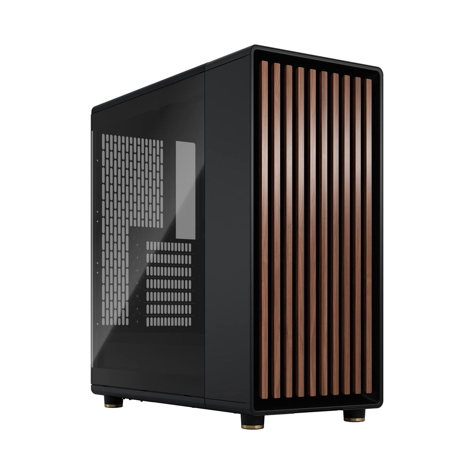 Fractal Design North Charcoal Black Tempered Glass Dark - Genuine Walnut Wood...