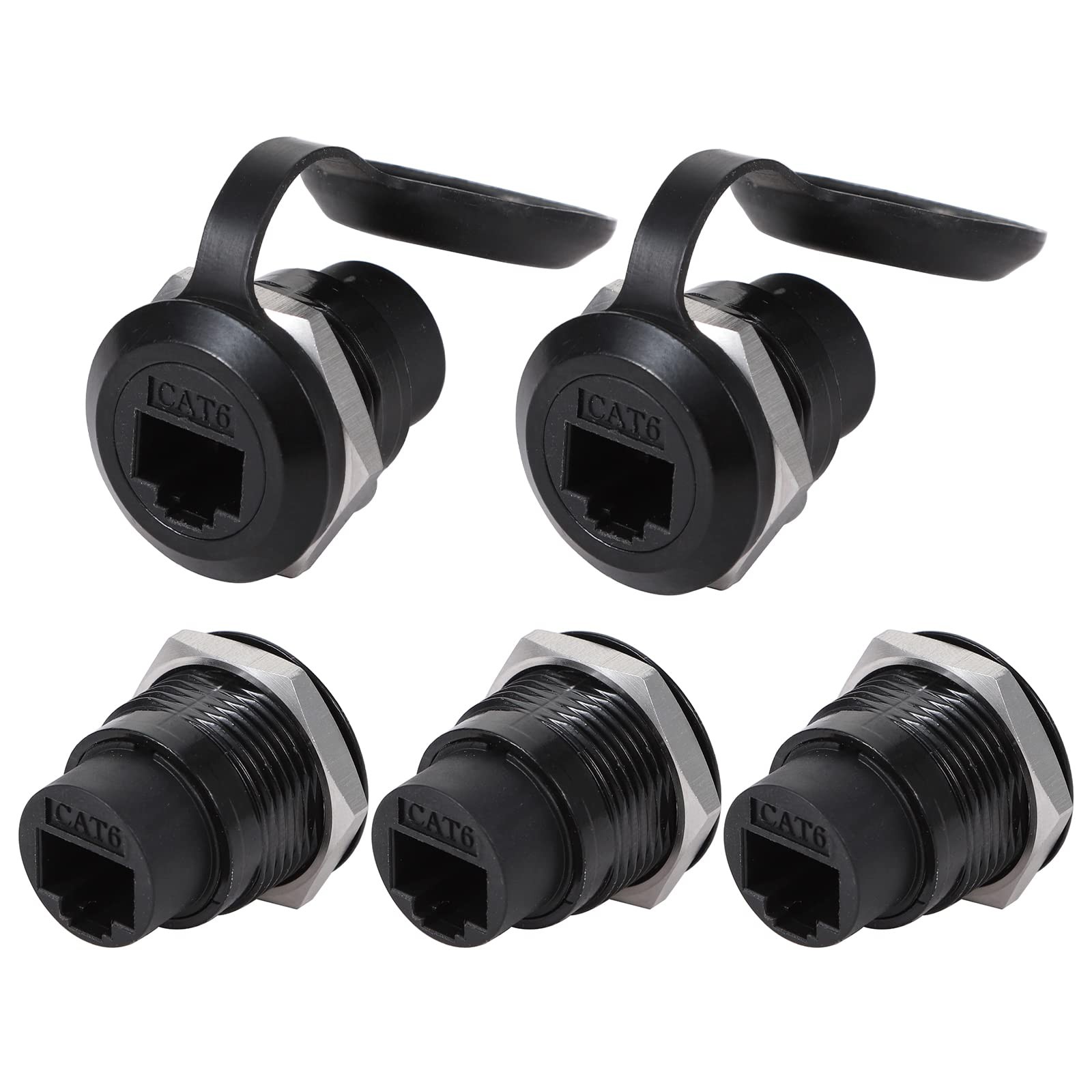 5 PCS RJ45 Panel Mount Connector Cat6 8P8C Ethernet LAN Pass Through Coupler