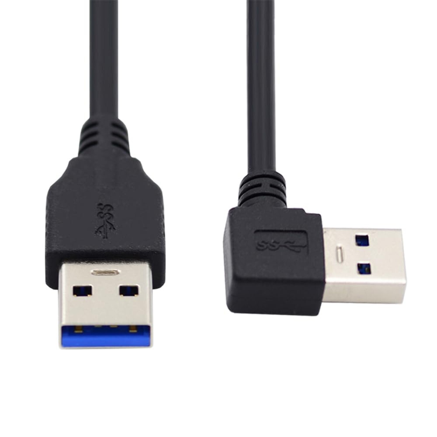 NFHK USB 3.0 Type-A Male to Straight 3.0 Type-A Male Data 5Gbps Cable 90 Degr...